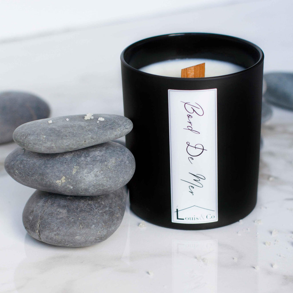 Our Bord De Mer (translating to Seaside) soy candle oozes with a mesmerising floral marine scent, refreshing notes of seaweed, fresh coastal breeze and touches of cyclamen & water lily. This fragrance was inspired by the South of France and our ocean roots in general, enhanced by the wooden wick.