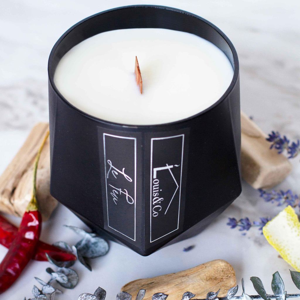 Intensely rich and full of aroma, Le Feu candle (translates to The Fire) is one of those comforting scents, to burn on both your good & bad days. Think - cozy night in by the fireplace, snuggled up and relaxed. The crackling wood wick only enhances the experience!