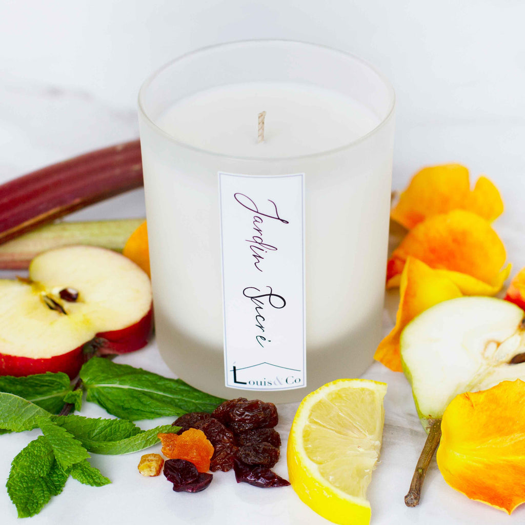 Our Jardin Sucré candle (translates to Sweet Garden) hits that sweet spot, without being over the top! With a multitude of sweet and fresh notes, this fragrance encapsulates the perfect Summer vibe, and its frosted white jar only adds to the luxury!
